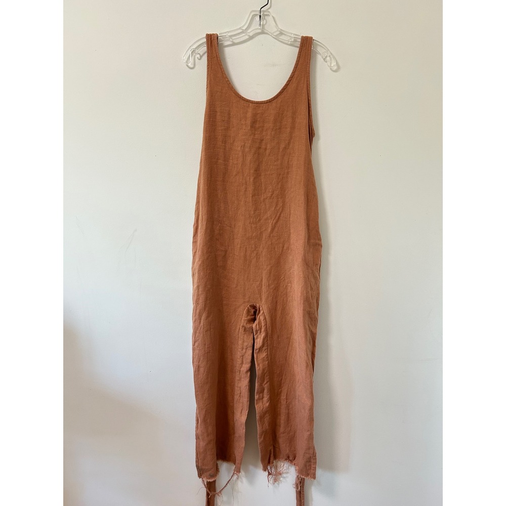 Zii Ropa Linen Wide Leg Jumpsuit Womens XS Terracotta Good Minimalist Boho
